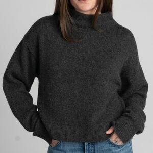 NEW ARCHER CASHMERE mackenzie mockneck sweater in charcoal